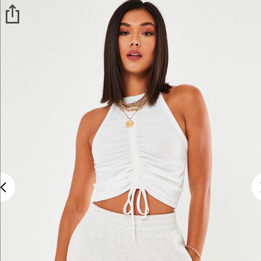 Missguided Ruched Racerback Crop Top size Medium